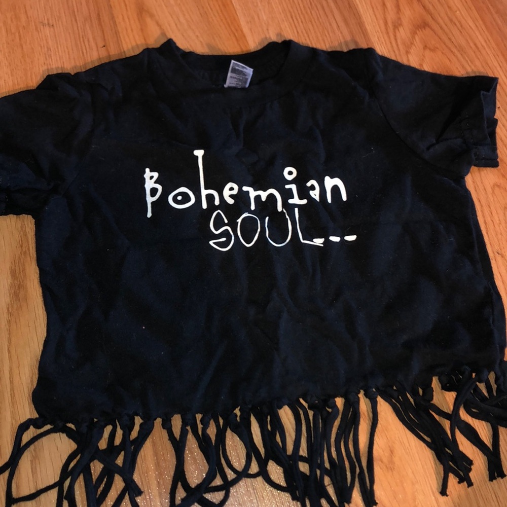 Etsy black tee with fringes